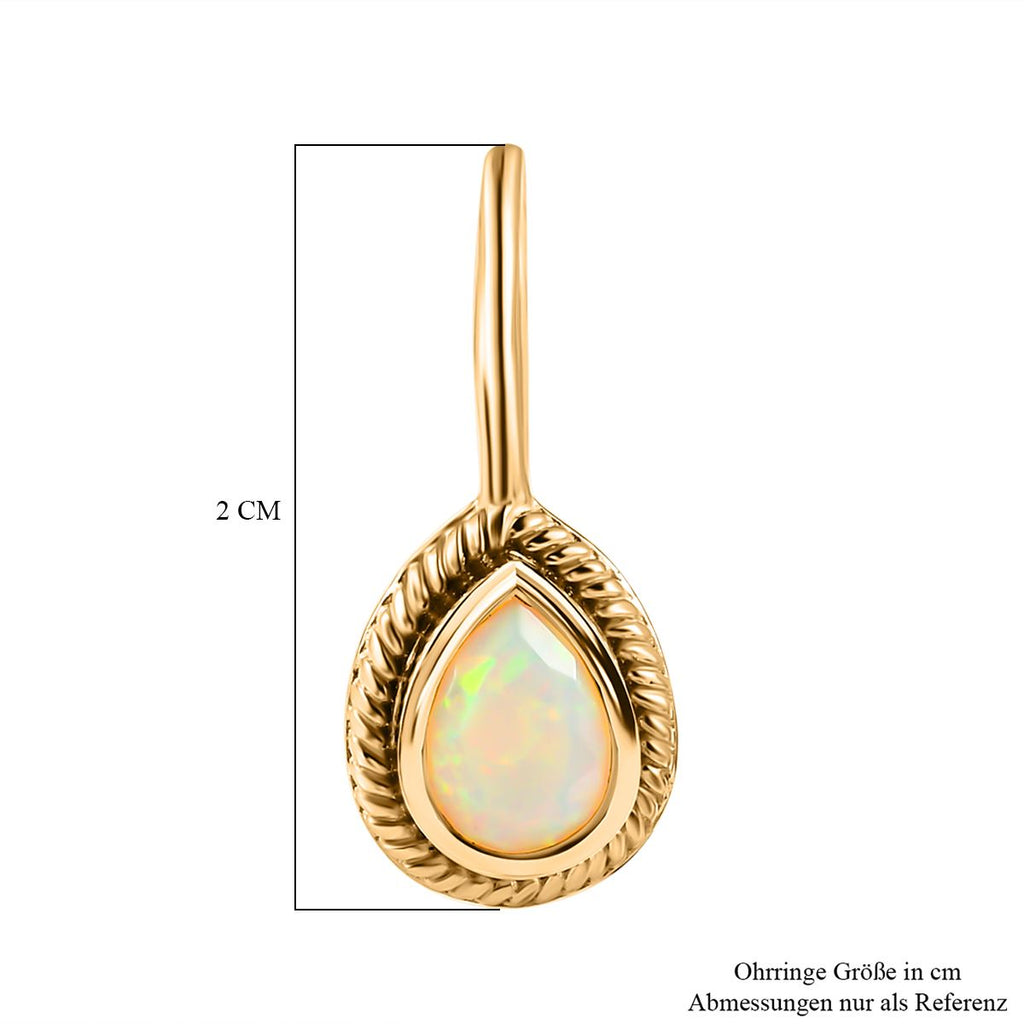 Natürlicher, äthiopischer Welo Opal Ohrringe, 925 Silber vergoldet, ca. 0.96 ct