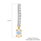 Natürlicher, äthiopischer Welo Opal, weißer Zirkon Ohrringe, 925 Silber vergoldet ca. 1.31 ct