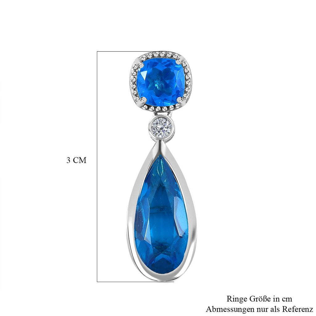 Karibik Quarz Ohrringe, 925 Silber platiniert ca. 9.59 ct