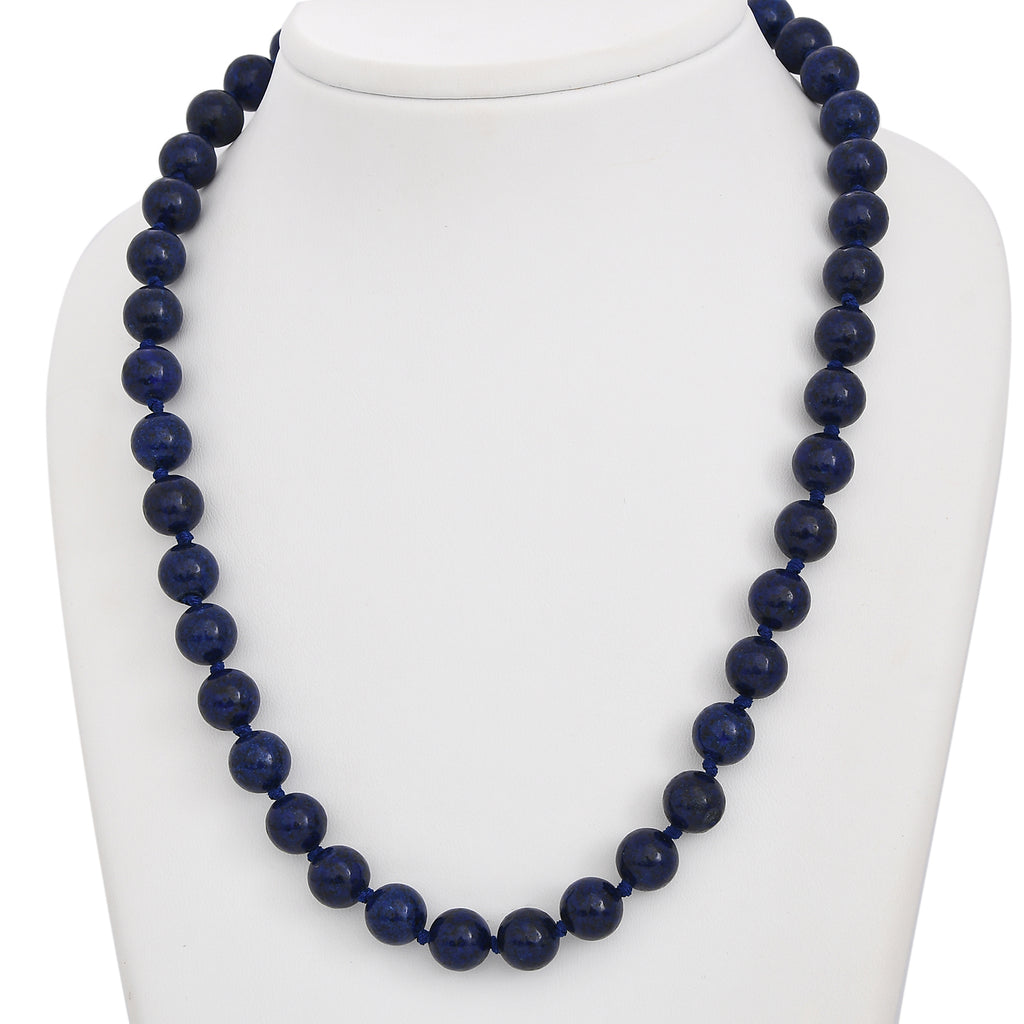 Lapislazuli Halskette, (9-11mm), ca. 50 cm, 925 Silber, ca. 276.50 ct