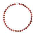 Roter Jaspis Halskette, (9-11mm), ca. 50 cm, 925 Silber, ca. 276.50 ct