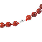 Roter Jaspis Halskette, (9-11mm), ca. 50 cm, 925 Silber, ca. 276.50 ct