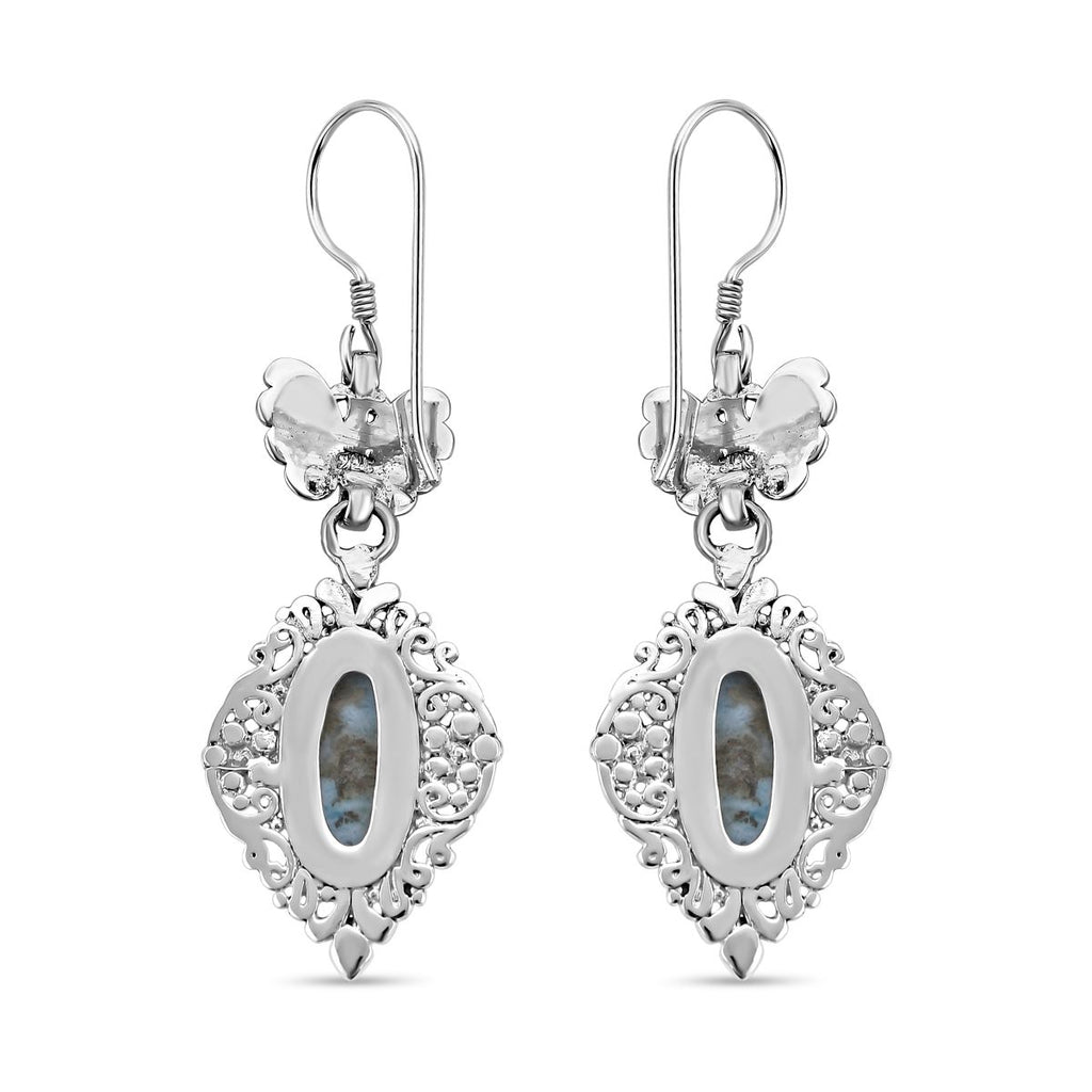 Royal Bali - Larimar Ohrringe, 925 Silber, ca. 12.07 ct