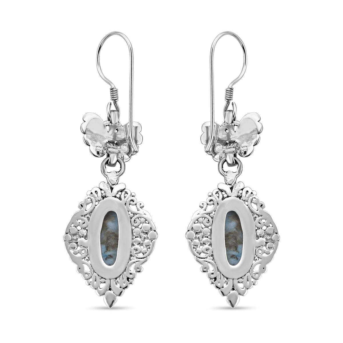 Royal Bali - Larimar Ohrringe, 925 Silber, ca. 12.07 ct