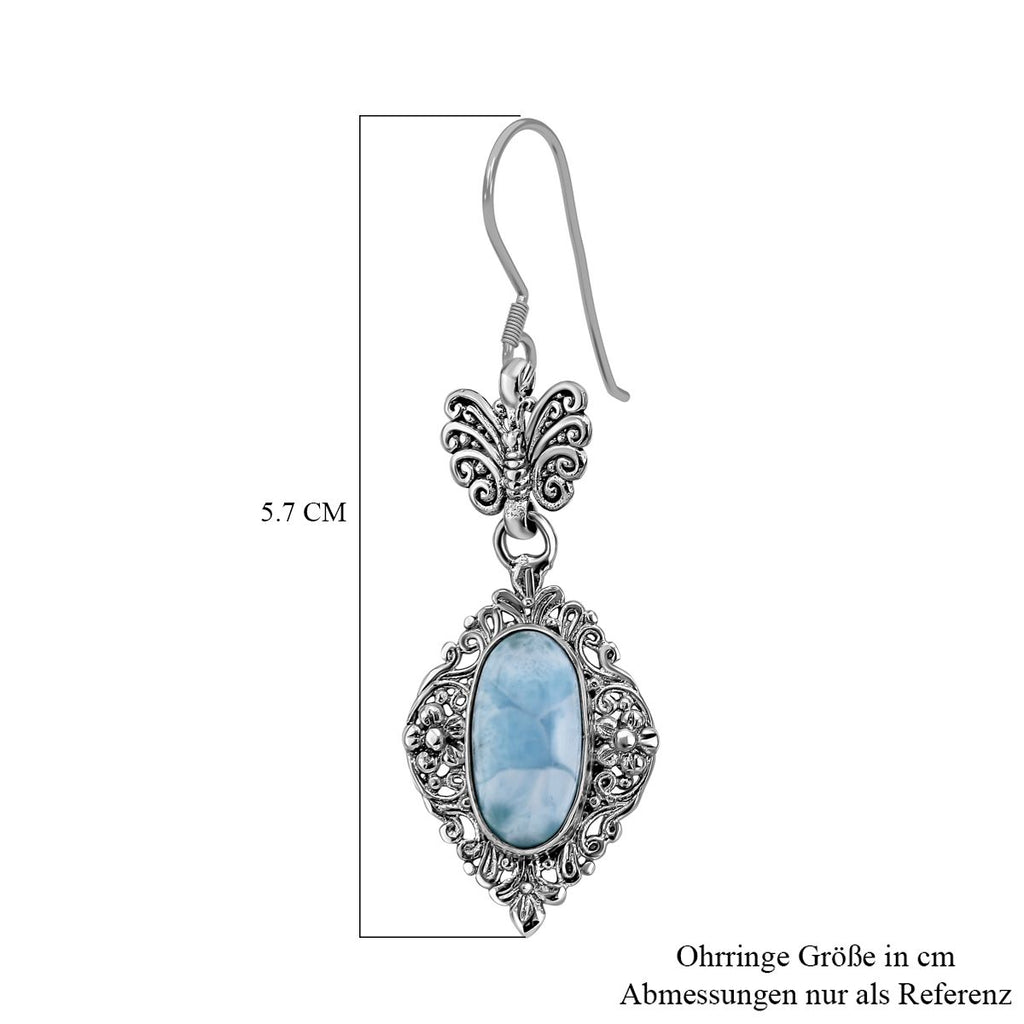 Royal Bali - Larimar Ohrringe, 925 Silber, ca. 12.07 ct