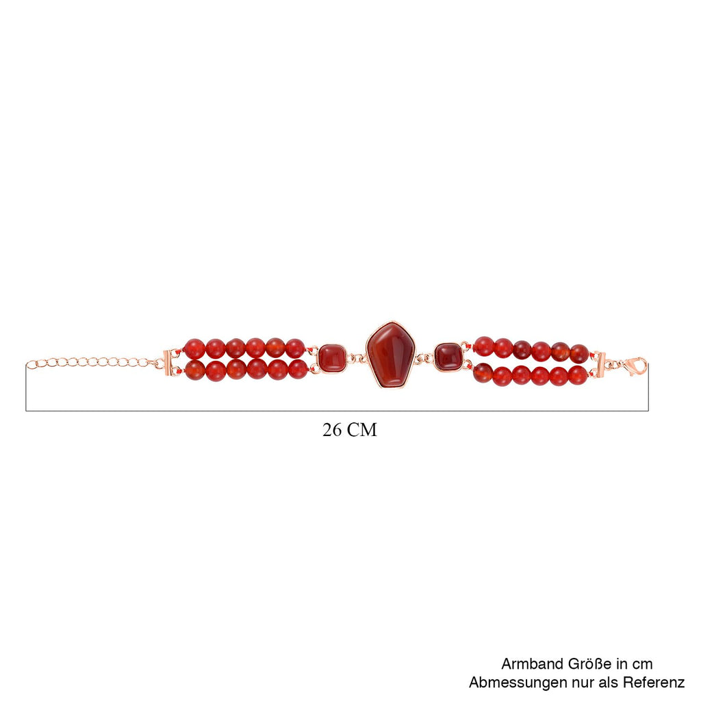 Roter Achat Armband, ca. 18 cm, gelb vergoldet, ca. 118.00 ct
