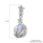 AA Premium Regenbogen Mondstein, Weißer Zirkon Ohrringe 925 Silber platiniert ca. 4,46 ct.