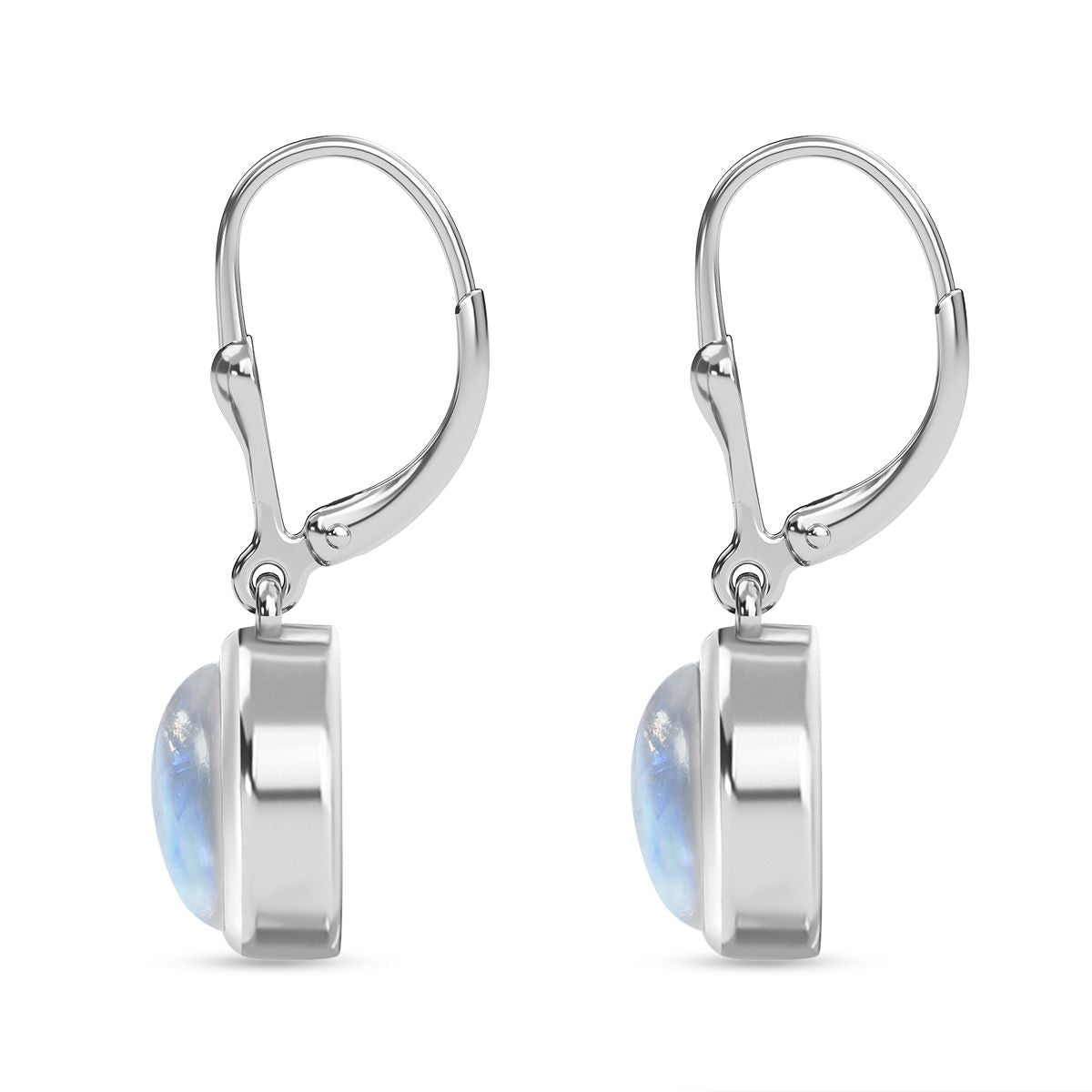 Premium Regenbogen Mondstein Ohrringe, 925 Silber platiniert ca. 3.89 ct
