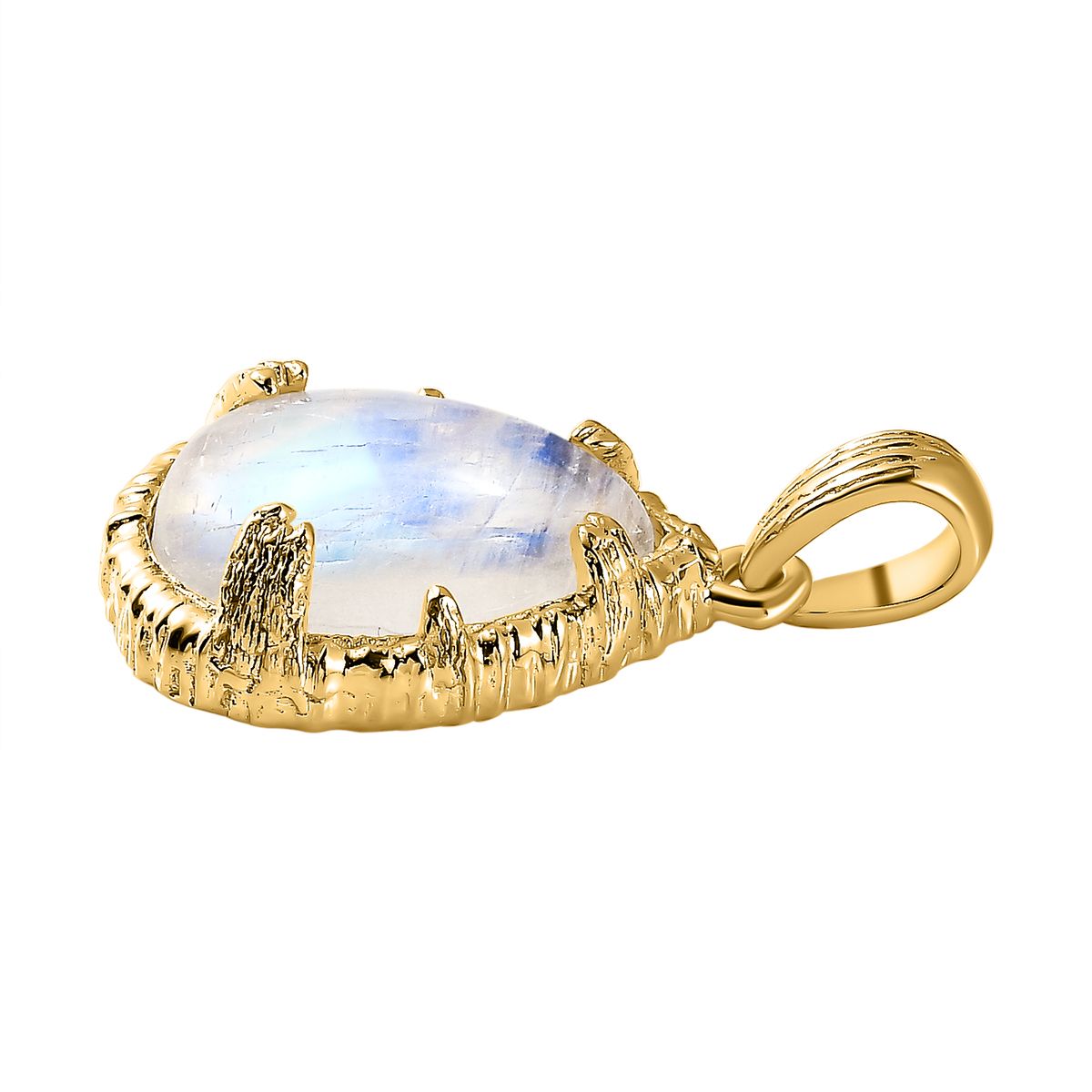 AA Premium Regenbogen Mondstein Anhänger, 925 Silber Gelbgold Vermeil, ca., Mond und Stern muster 5.78 ct
