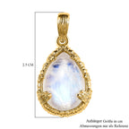 AA Premium Regenbogen Mondstein Anhänger, 925 Silber Gelbgold Vermeil, ca., Mond und Stern muster 5.78 ct