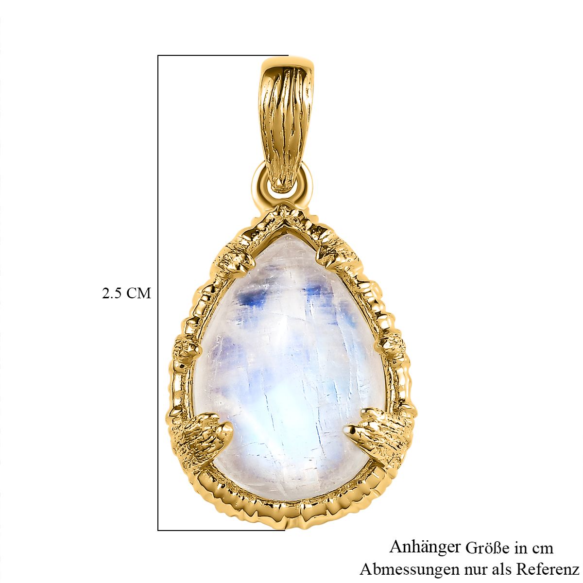 AA Premium Regenbogen Mondstein Anhänger, 925 Silber Gelbgold Vermeil, ca., Mond und Stern muster 5.78 ct