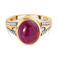 AA Afrikanischer Rubin (Fissure gefüllt), weißer Zirkon Ring, 925 Silber Gelbgold Vermeil (Größe 19.00) ca. 5.65 ct