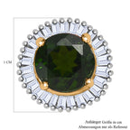 AAA Natürlicher Chromdiopsid, Weißer Diamant Anhänger, 375 Gold ca. 1.04 ct