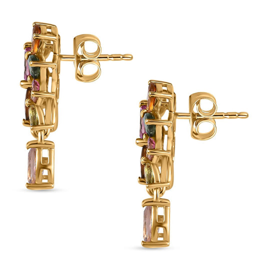 GP Italianische Garten Kollektion - Mehrfarbige-Turmalin Ohrringe, 925 Silber Gelbgold Vermeil, ca. 4.02 ct