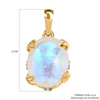 Premium Regenbogen Mondstein, weißer Zirkon Anhänger, 925 Silber vergoldet, ca. 4.87 ct