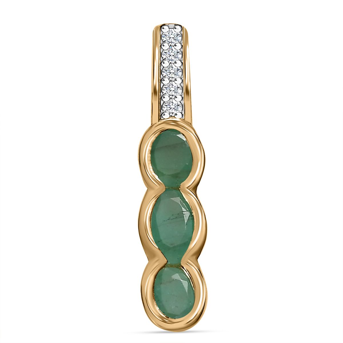 Kagem Sambischer Smaragd Anhänger 925 Silber Gelbgold Vermeil ca. 0.63 ct