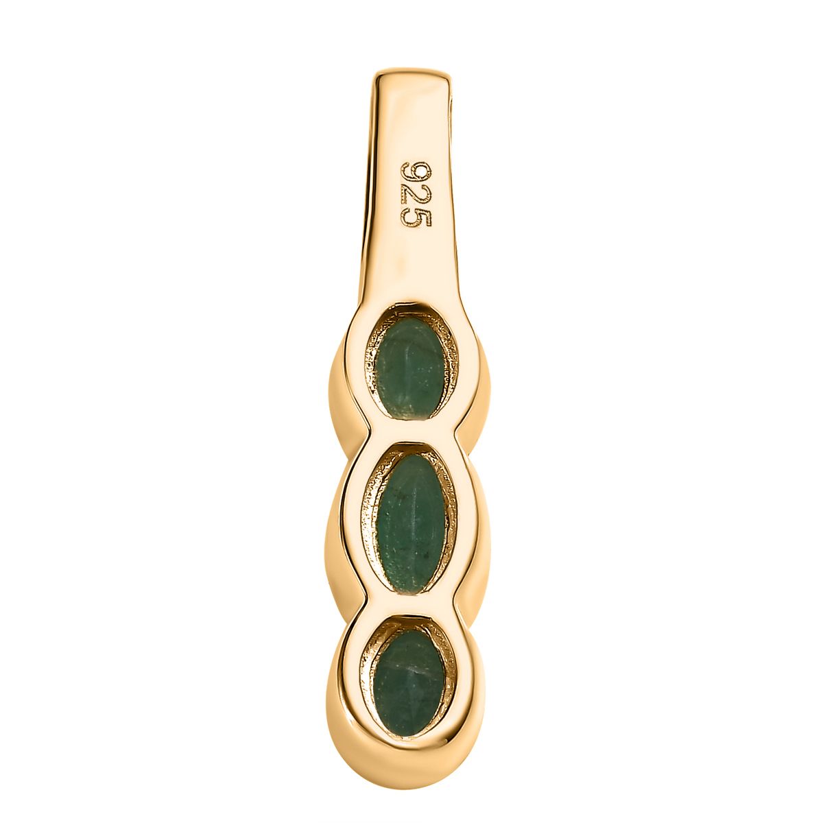 Kagem Sambischer Smaragd Anhänger 925 Silber Gelbgold Vermeil ca. 0.63 ct