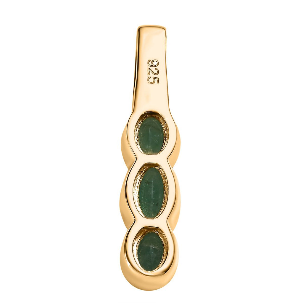 Kagem Sambischer Smaragd Anhänger 925 Silber Gelbgold Vermeil ca. 0.63 ct
