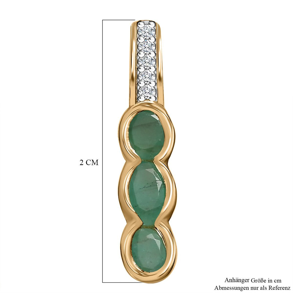 Kagem Sambischer Smaragd Anhänger 925 Silber Gelbgold Vermeil ca. 0.63 ct