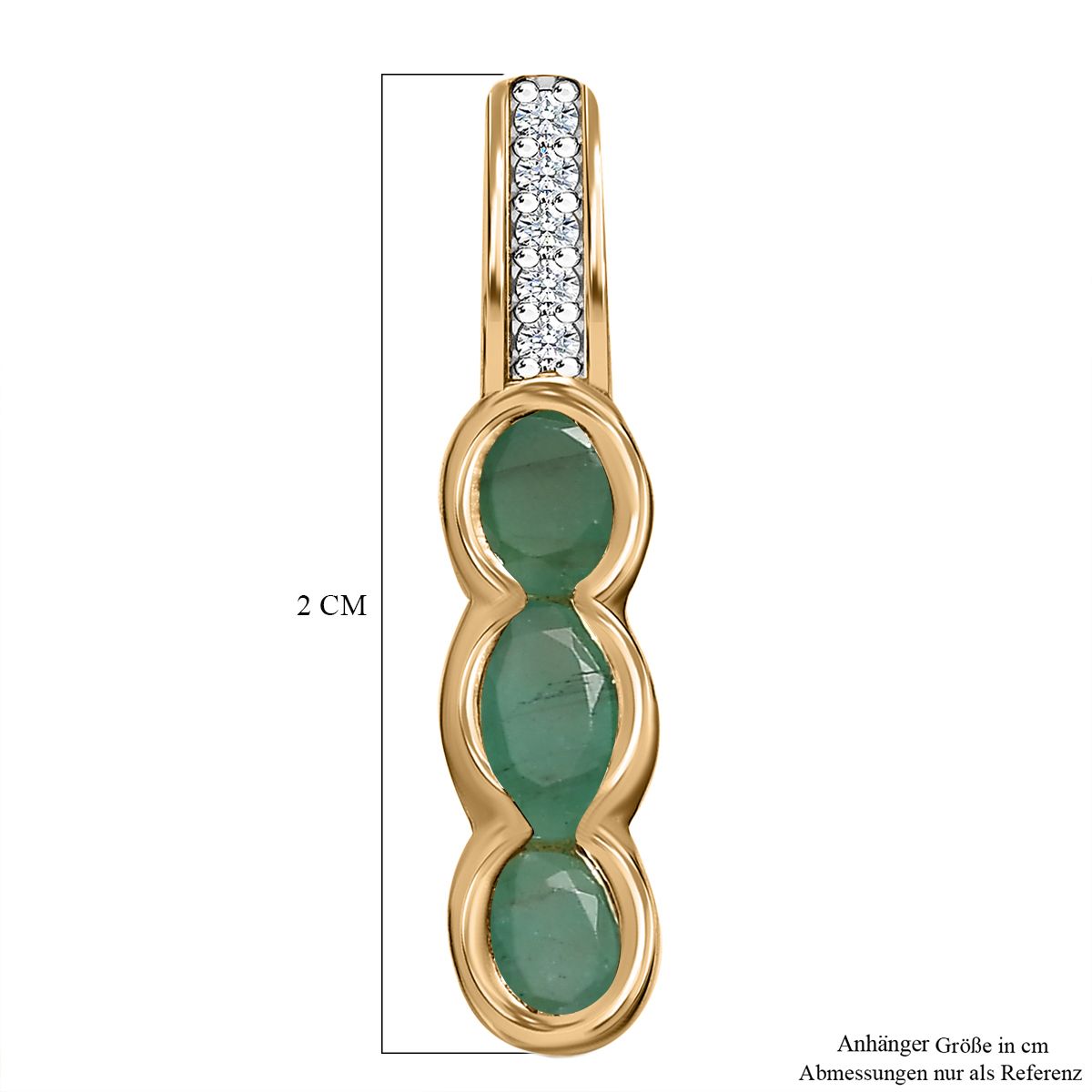 Kagem Sambischer Smaragd Anhänger 925 Silber Gelbgold Vermeil ca. 0.63 ct