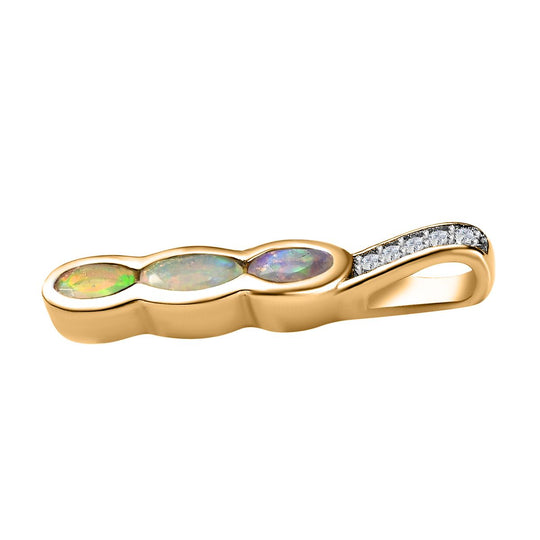 Natürlicher, äthiopischer Welo Opal Anhänger, 925 Silber Gelbgold Vermeil, ca. 0.35 ct
