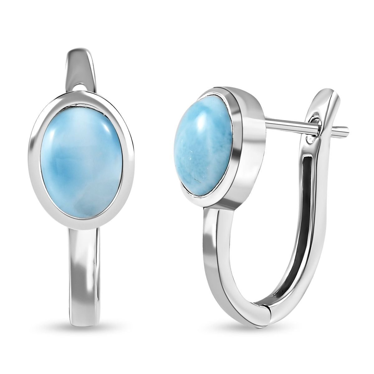Larimar Ohrringe, 925 Silber platiniert, ca. 2.81 ct