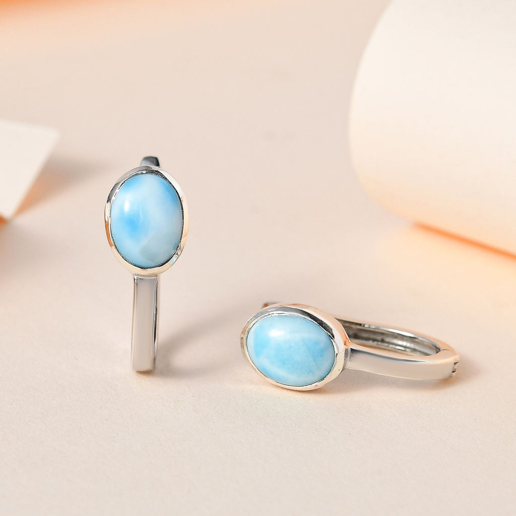 Larimar Ohrringe, 925 Silber platiniert, ca. 2.81 ct