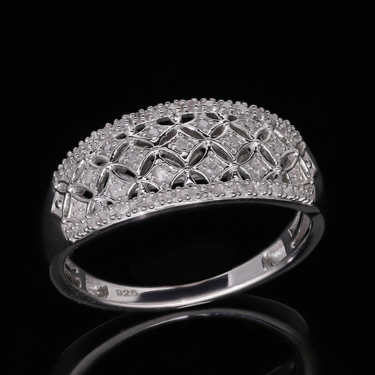 Weißer Diamant Ring, 925 Silber platiniert ca. 0.20 ct