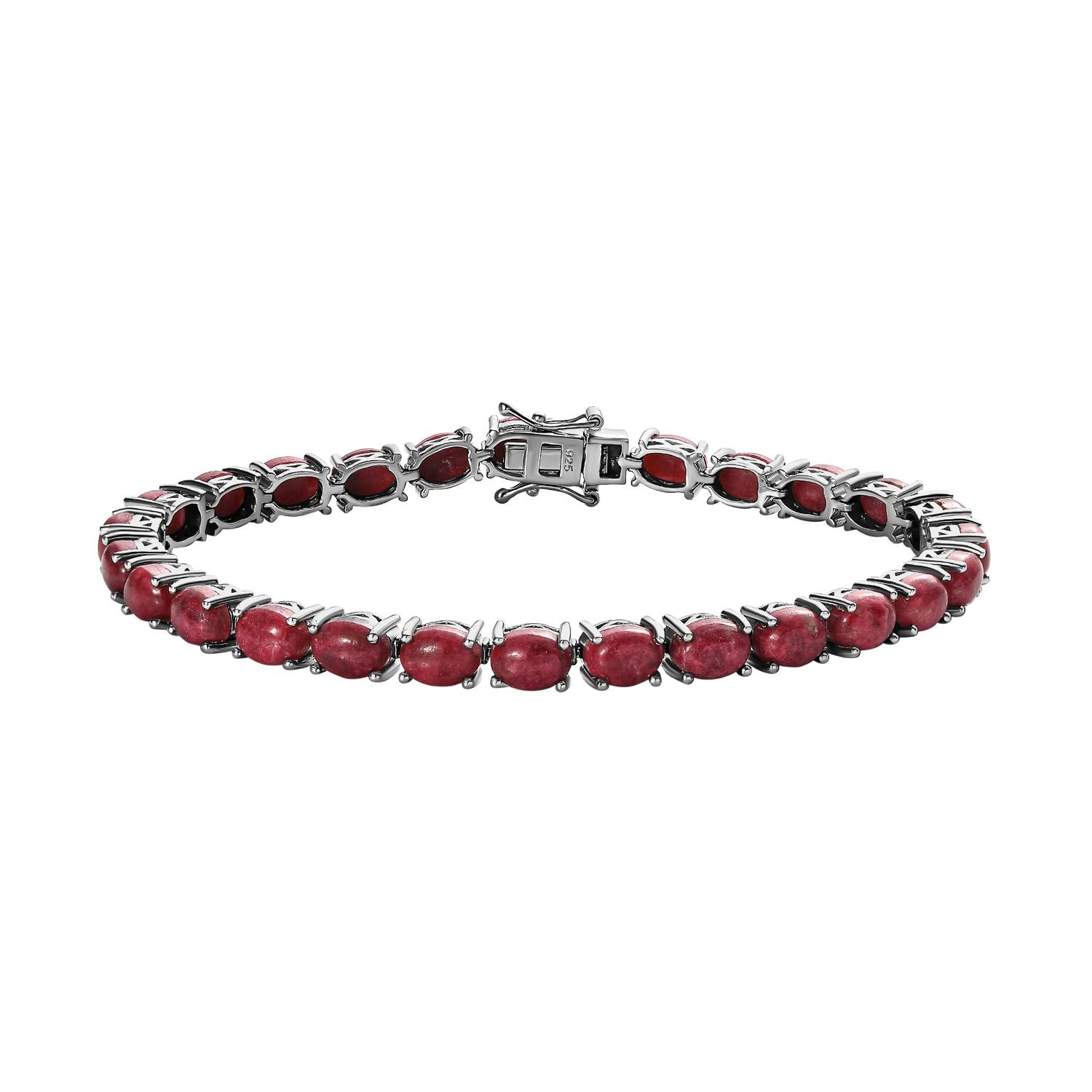 Norwegischer Thulit Armband ca. 20 cm 925 Silber platiniert ca. 25.01 ct