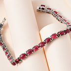 Norwegischer Thulit Armband ca. 20 cm 925 Silber platiniert ca. 25.01 ct