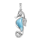 Larimar, weißer Zirkon Anhänger, 925 Silber platiniert, ca. 2.24 ct