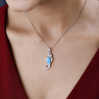Larimar, weißer Zirkon Anhänger, 925 Silber platiniert, ca. 2.24 ct