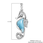 Larimar, weißer Zirkon Anhänger, 925 Silber platiniert, ca. 2.24 ct