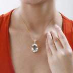 AA Prasiolith, weißer Zirkon Anhänger, 925 Silber Gelbgold Vermeil, ca. 29.17 ct