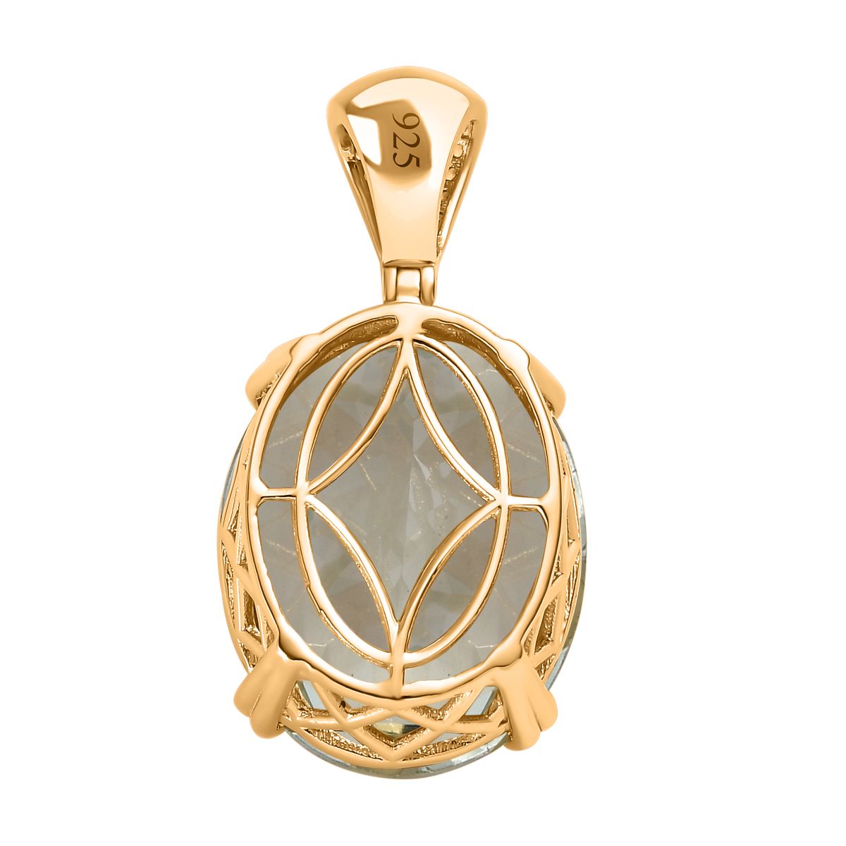 AA Prasiolith, weißer Zirkon Anhänger, 925 Silber Gelbgold Vermeil, ca. 29.17 ct