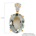 AA Prasiolith, weißer Zirkon Anhänger, 925 Silber Gelbgold Vermeil, ca. 29.17 ct
