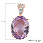 Rose De France Amethyst, weißer Zirkon Anhänger, 925 Silber Roségold Vermeil ca. 25.52 ct