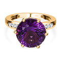 Afrikanischer Amethyst, weißer Zirkon Ring, 925 Silber Gelbgold Vermeil (Größe 17.00) ca. 7.20 ct