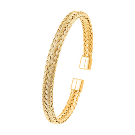 Gewebtes flexibles Armreif, ca. 15,00g, goldfarben