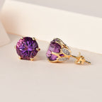 Afrikanischer Amethyst, Weißer Zirkon Ohrringe 925 Silber Gelbgold Vermeil ca. 8.24 ct