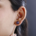 Afrikanischer Amethyst, Weißer Zirkon Ohrringe 925 Silber Gelbgold Vermeil ca. 8.24 ct