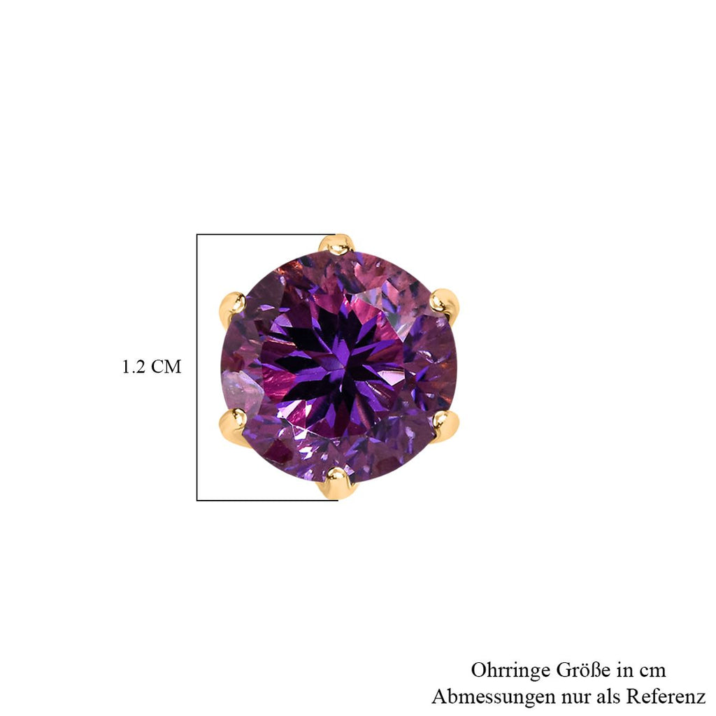 Afrikanischer Amethyst, Weißer Zirkon Ohrringe 925 Silber Gelbgold Vermeil ca. 8.24 ct