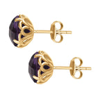 Afrikanischer Amethyst Ohrringe, 925 Silber Gelbgold Vermeil, ca. 3.69 ct