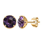 Afrikanischer Amethyst Ohrringe, 925 Silber Gelbgold Vermeil, ca. 3.69 ct