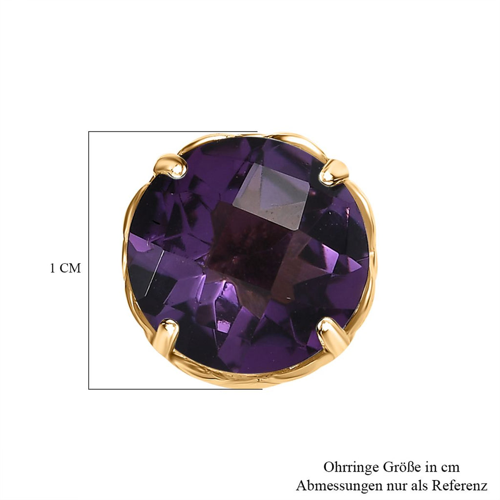 Afrikanischer Amethyst Ohrringe, 925 Silber Gelbgold Vermeil, ca. 3.69 ct