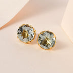 Prasiolith Ohrringe 925 Silber Gelbgold Vermeil ca. 3.76 ct