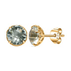 Prasiolith Ohrringe 925 Silber Gelbgold Vermeil ca. 3.76 ct