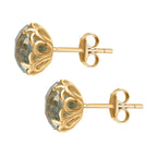 Prasiolith Ohrringe 925 Silber Gelbgold Vermeil ca. 3.76 ct