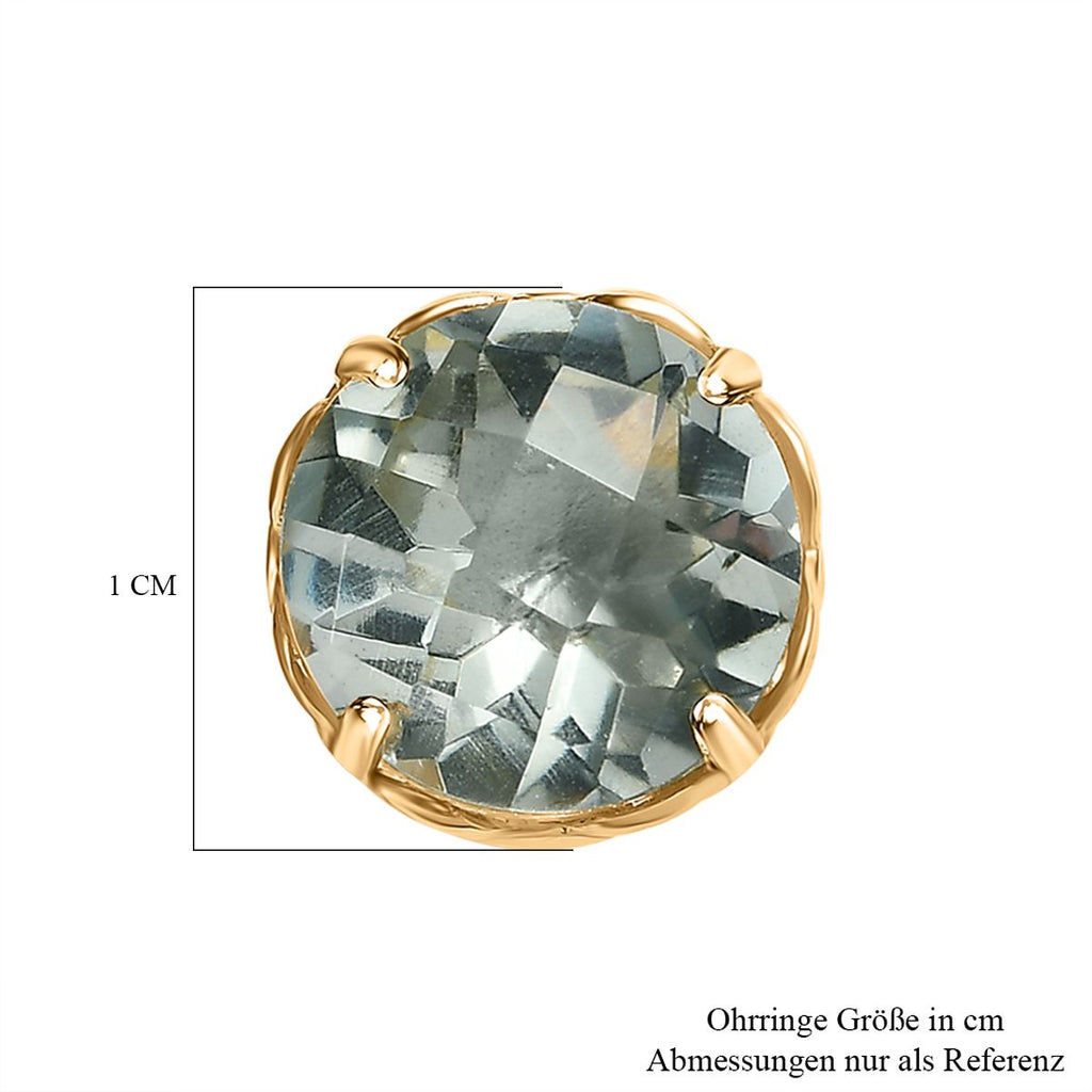 Prasiolith Ohrringe 925 Silber Gelbgold Vermeil ca. 3.76 ct