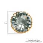 Prasiolith Ohrringe 925 Silber Gelbgold Vermeil ca. 3.76 ct